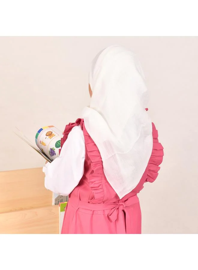 HAWRAA ABAYA مريول وردي بسحاب وكسرات عريضة من الجانبين - ابتدائي