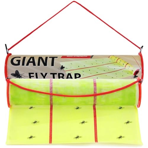 W4W, Giant Sticky Fly Trap Roll - MAX Strength - Outdoor/Indoor - Non Toxic - for Flies and Other Bugs (2 Pack- Contains 2 Giant Fly Rolls) - Image 1