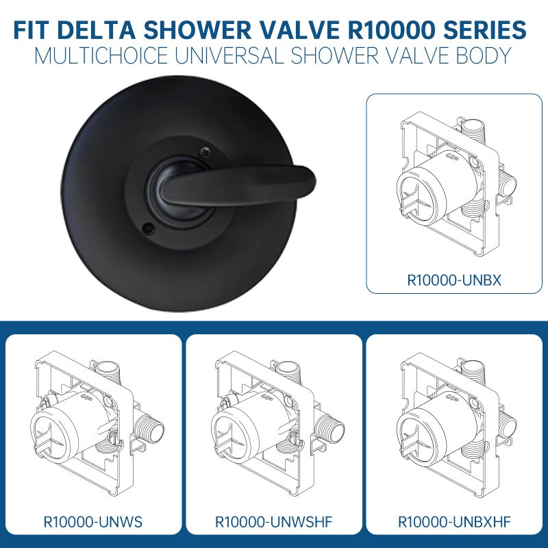 gcbcrit Shower Faucet Handle Trim Kit for Delta Tub and Shower Faucets, Shower Replacement Kit Compatible with Delta Shower Trim Kit, Single-Handle Valve Tub Shower Trim Kit (Matte Black) - Image 4
