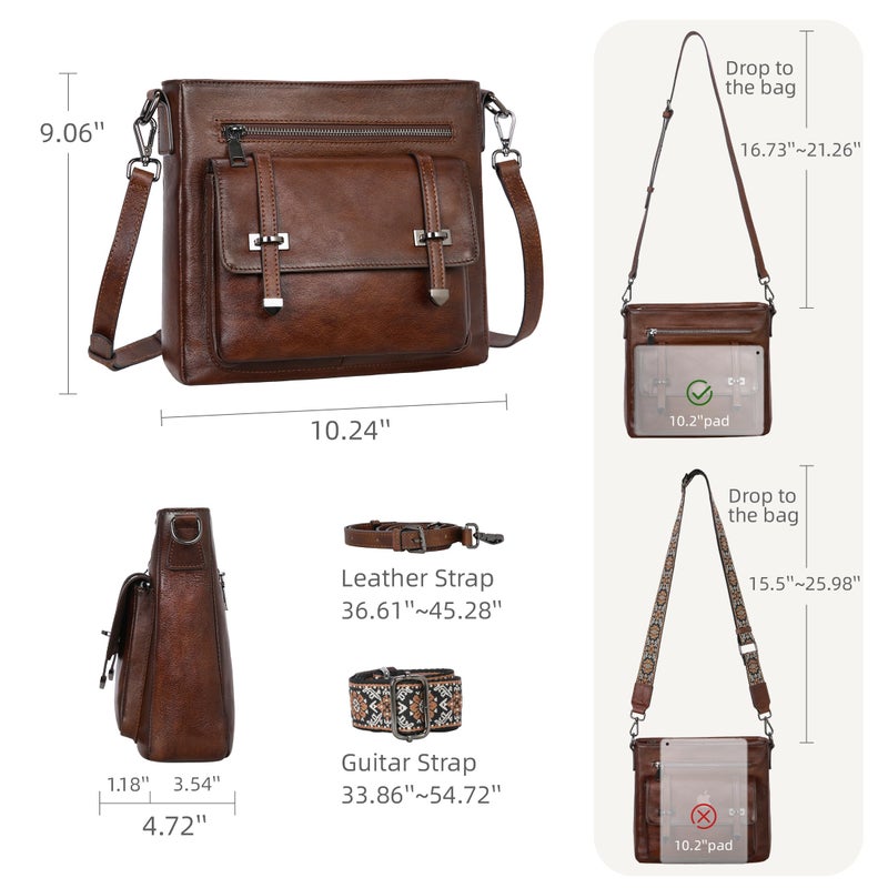 Iswee Soft Leather Crossbody Bags for Women Shoulder Handbags Multi Pocket Travel Purse with Adjustable Strap Medium Size (Coffee) - Image 5