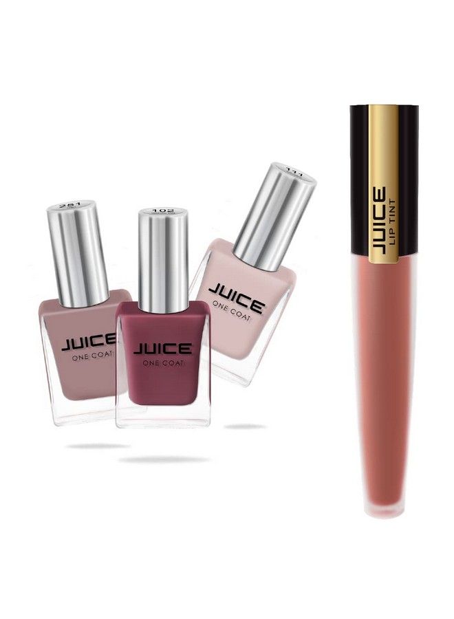 JUICE Quickdry Long Lasting Chip Resistant Gel Finish High Gloss F&D Approved Colors & Pigments Nail Kit 4 In 1 Combo 27 & Lipstick M70  - Image 2