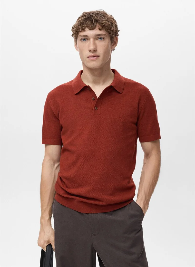مانجو Fine-Knit Cotton Polo Shirt
