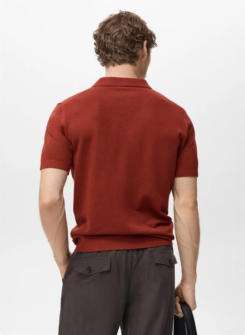 مانجو Fine-Knit Cotton Polo Shirt