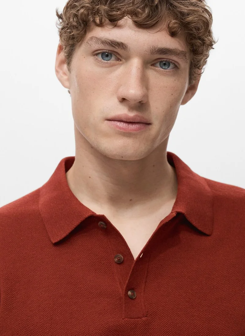 Mango Man Fine-Knit Cotton Polo Shirt