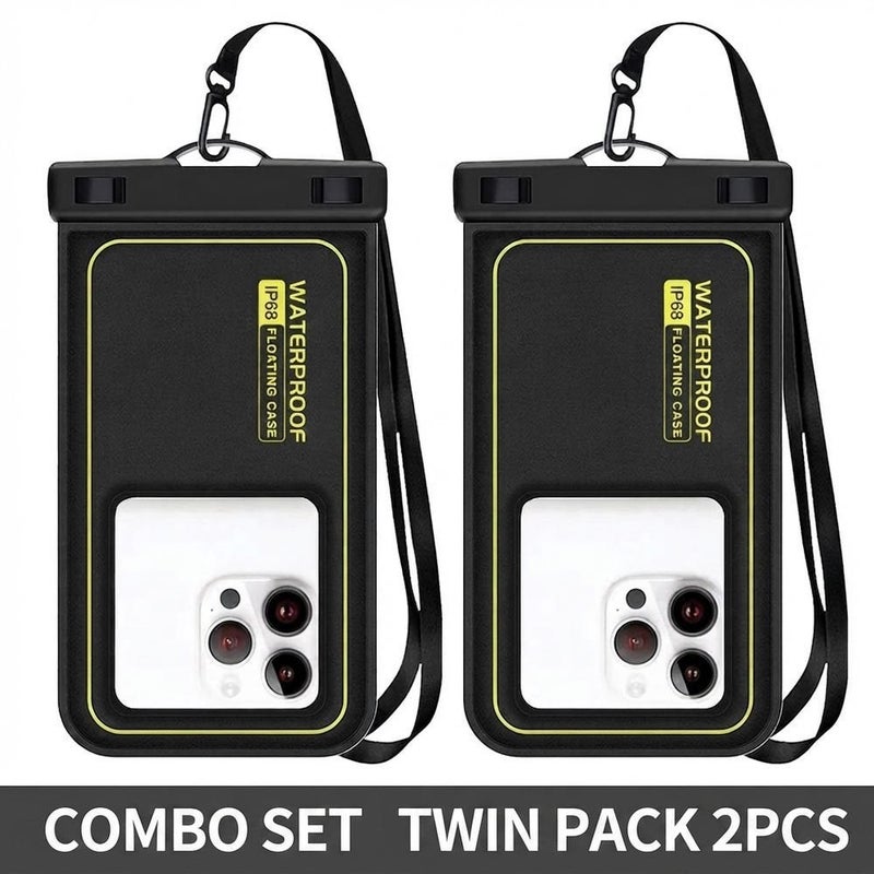 Water Park Beach Swim Snorkel Kayak Waterproof Phone Pouch Double Pack with Buoyant Foam Touchscreen IPX8 75-Inch Clear PVC - Image 2