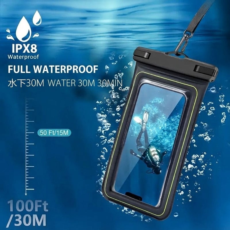 Water Park Beach Swim Snorkel Kayak Waterproof Phone Pouch Double Pack with Buoyant Foam Touchscreen IPX8 75-Inch Clear PVC - Image 3