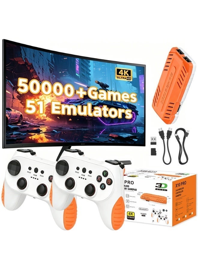 New X10 PRO Game Stick with 128GB 50000+ Retro Games, TV Handheld Game Console with Wireless Gamepads,Video Game HD Output,Gift - Image 1