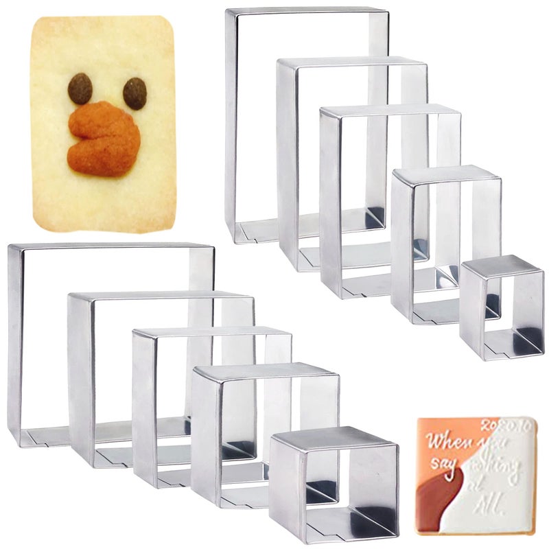 TOSPARTY 10PCS Rectangle Cookie Cutter Square Cookie Mold Stainless Steel Rectangle Biscuit Molds Square Pastry Molds Fondant Cake Cookie Cutter Set 1 Inch Depth - Image 1