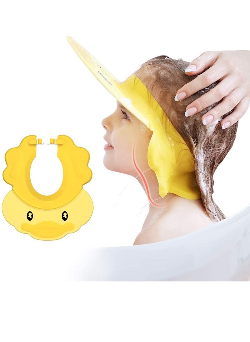 كيلا قبعة استحمام للأطفال، قبعة استحمام شامبو من السيليكون قابلة للتعديل باللون الأصفر، قبعة استحمام مقاومة للماء، قبعة شامبو ناعمة للأطفال الرضع، حماية ناعمة للعين والأذن، للأطفال الرضع والأطفال الصغار - Image 1