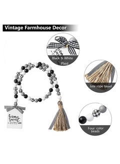 Wooden Bead Christmas Garland 40inch Black White Plaid Wood Bead Garland with Tassel Rustic Farmhouse Tiered Tray Decorations Country Rustic Wall Hanging Decor Natural for Home - pzsku/ZE1D9DA0E2DF0A923B147Z/45/_/1704783215/eab590c0-e68c-414d-817c-e130f1004b7c