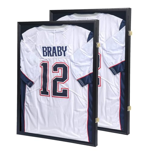 KCRasan KCRasan Jersey Frame Display Case 2 Pack  Jersey Display Case  Large Lockable Frames Shadow Box with UV Protection for Baseball Basketball Football Soccer Hockey Sport Shirt Military Uniform 2 Pack
