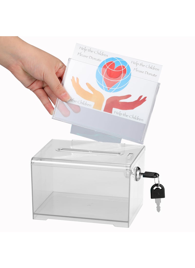 AdirOffice - Adir Acrylic Donation Ballot Box with Lock  Secure and Safe Clear Slotted Suggestion Box  Storage Lock Deposit Box with Keys for Cards Votes Tickets Feedback and Money 625 x 45 x 4 inches - Image 1