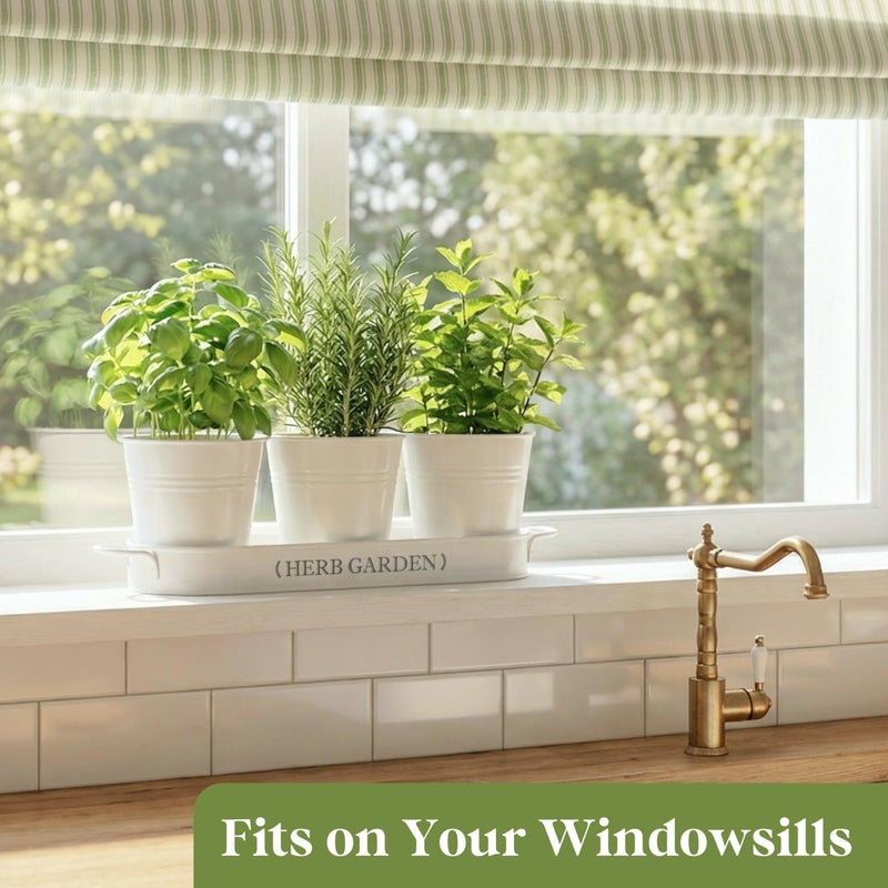 PERFNIQUE Indoor Herb Garden, Herb Planter for Indoor/Outdoor, Farmhouse Plant Pots, Windowsill Herb Garden with Tray(Planter only) Window Pots - Image 4