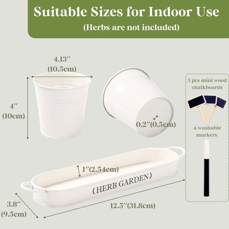 PERFNIQUE Indoor Herb Garden, Herb Planter for Indoor/Outdoor, Farmhouse Plant Pots, Windowsill Herb Garden with Tray(Planter only) Window Pots - Image 2