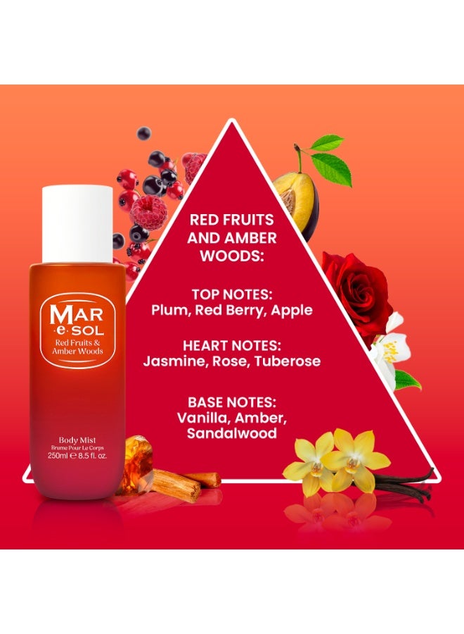 مار.إي.سول رذاذ الجسم مار. إي. سول برائحة الفواكه الحمراء وخشب العنبر للنساء، 250 مل، رذاذ عطري جريء ودافئ وفاكهي برائحة تدوم طويلاً - Image 3