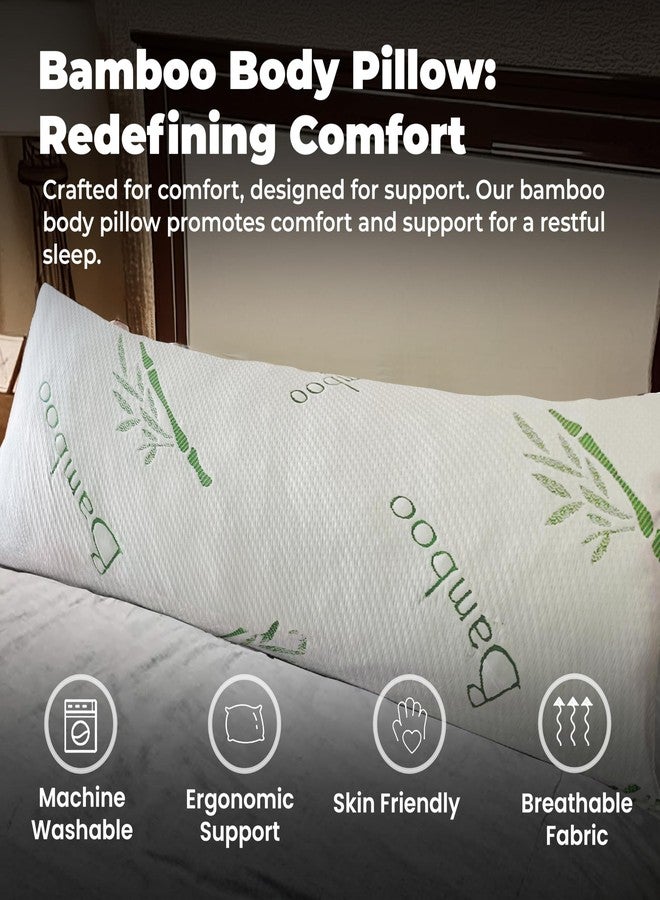 OMEO Full Rayon Bamboo Fiber Pillow Memory Foam Body Pillow for Side Sleeper, Huggable Long Body Pillow for Adults with Washable Pillowcase with Zipper, 20x54 Inch - Image 2