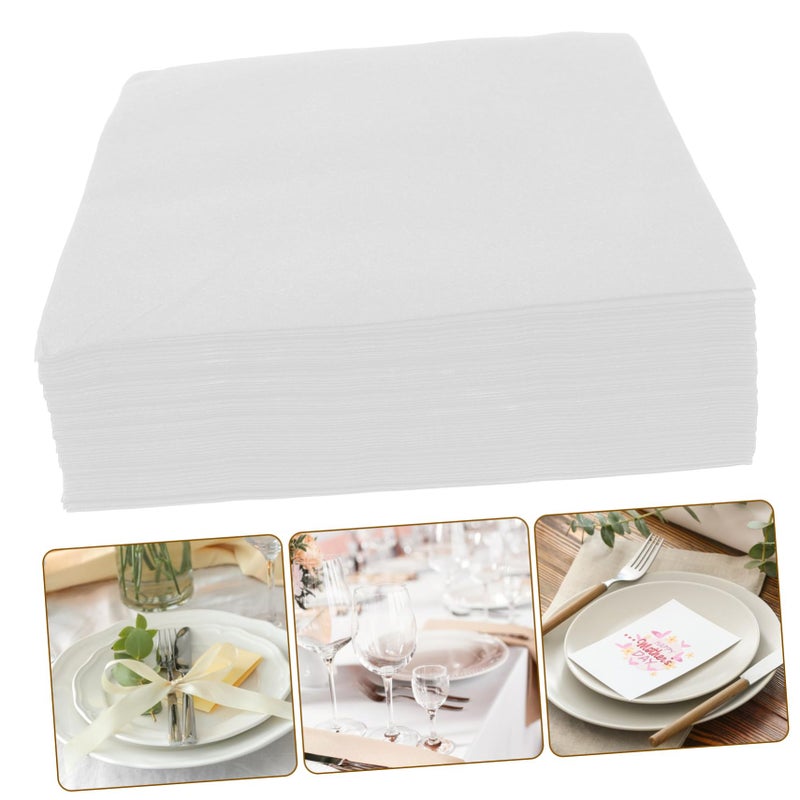 مناديل ورقية يمكن التخلص منها سميكة وماصة لحفلات الزفاف والمناسبات وتجمعات العشاء باللون الأبيض - Image 5