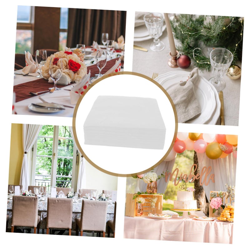 مناديل ورقية يمكن التخلص منها سميكة وماصة لحفلات الزفاف والمناسبات وتجمعات العشاء باللون الأبيض - Image 3