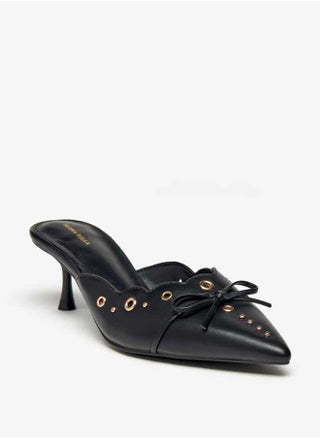 Women Eyelet Tetxured Slip-On Mules with Bow Applique and Cone Heels - pzsku/ZE1DA3D1B45AD14CA8BE8Z/45/_/1727427282/17115b80-d11e-4b1d-a966-d63c075b2a41