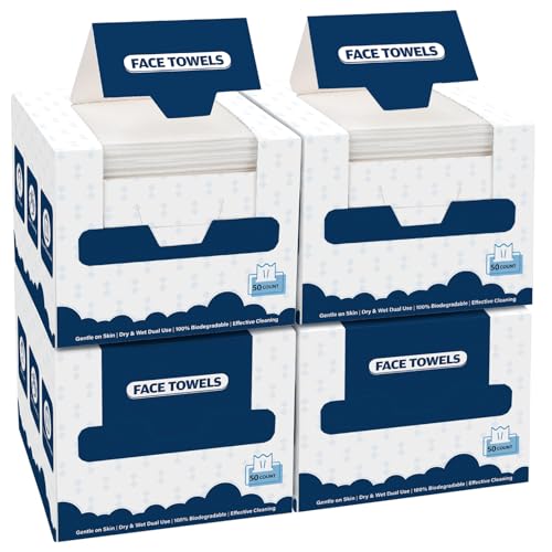 GLIMGLINT Face Towels200 Count 4 Box Disposable Face Towelettes Biodegradable Makeup Remover Dry Wipes Super Soft Clean Facial Towels Wash Cloth for Sensitive Skin - Image 1