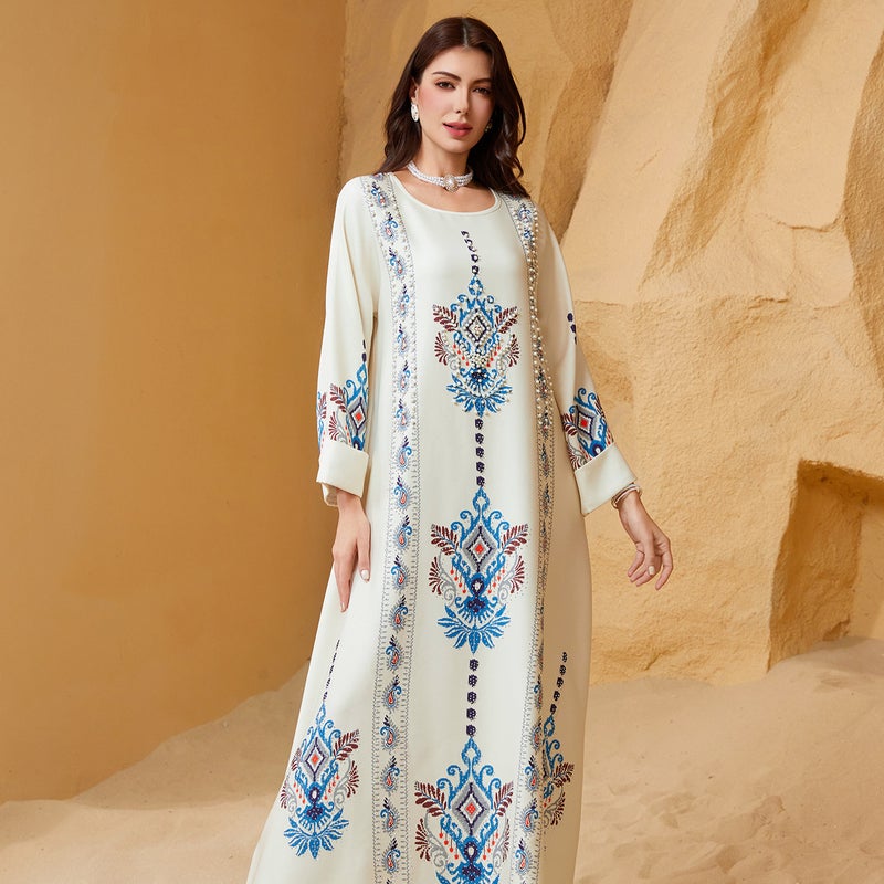 ZD040 Cross-Border Women's Printed Robe  Dress - Image 3