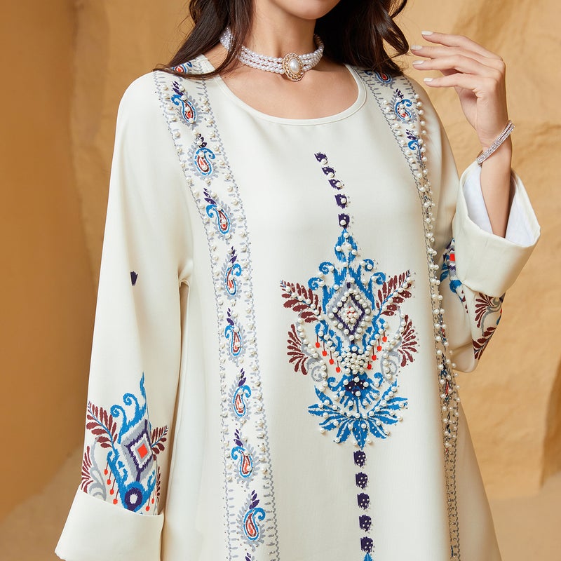 ZD040 Cross-Border Women's Printed Robe  Dress - Image 4