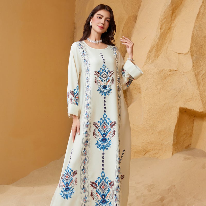 ZD040 Cross-Border Women's Printed Robe  Dress - Image 1
