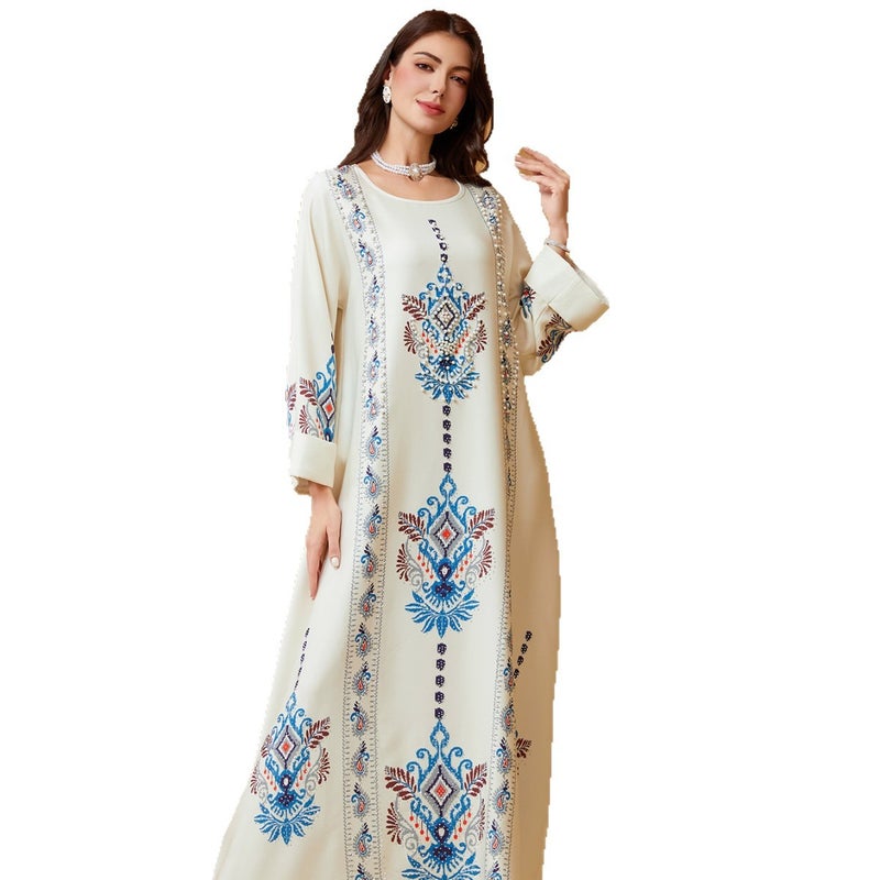ZD040 Cross-Border Women's Printed Robe  Dress - Image 5