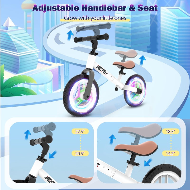 WETIFY Colorful Lighting Balance Bike 2 Year Old, 2-5 Year Old Toddler Balance Bike, No Pedal Bikes with Adjustable Handlebar & Seat, 2 3 4 5 Year Old Boy Girls Birthday Gifts Toys. - Image 3