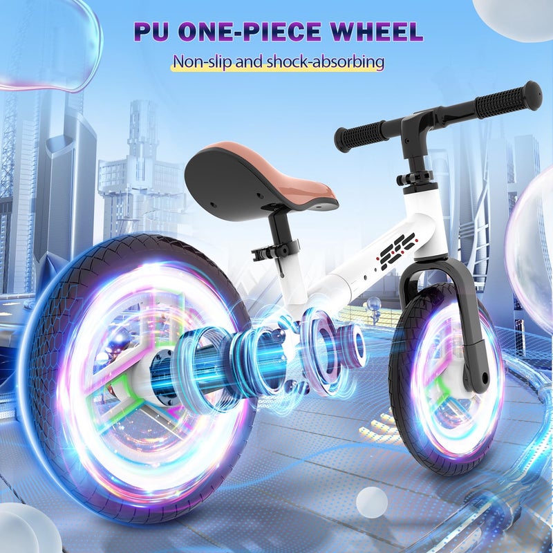 WETIFY Colorful Lighting Balance Bike 2 Year Old, 2-5 Year Old Toddler Balance Bike, No Pedal Bikes with Adjustable Handlebar & Seat, 2 3 4 5 Year Old Boy Girls Birthday Gifts Toys. - Image 4