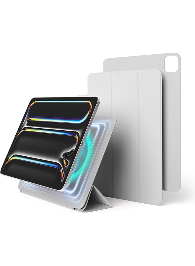 erorex Magnetic Folio For iPad Pro 11 Inch Case (2024) M4 Cover Light Gray With Auto Sleep And Wake Function  - Image 1