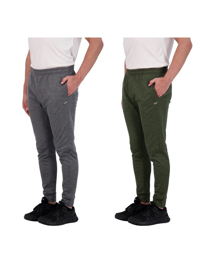 Mens Jogger Pants 2 Pack Tech Fleece Sweatpants Lightweight Running Pant For Men (As1, Alpha, Xx_L, Regular, Regular, Greencharcoal)