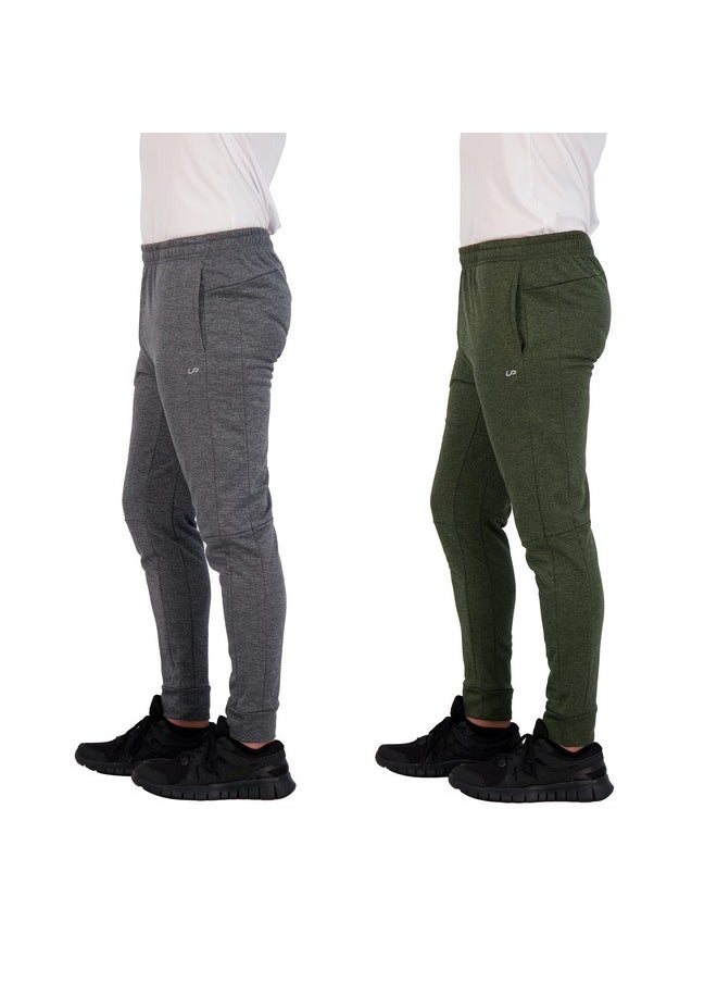 Mens Jogger Pants 2 Pack Tech Fleece Sweatpants Lightweight Running Pant For Men (As1, Alpha, Xx_L, Regular, Regular, Greencharcoal)