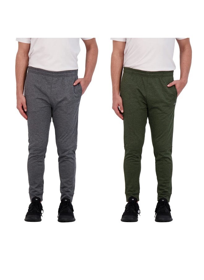 Mens Jogger Pants 2 Pack Tech Fleece Sweatpants Lightweight Running Pant For Men (As1, Alpha, Xx_L, Regular, Regular, Greencharcoal)
