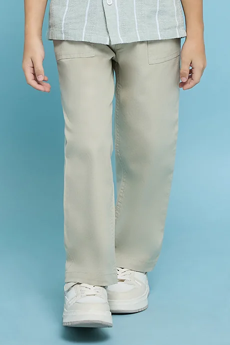 R&B Solid Relaxed Fit Pants with Drawstring Waist
