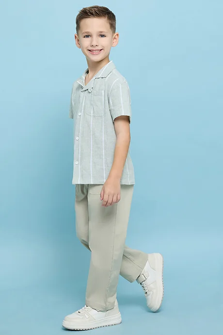 R&B Solid Relaxed Fit Pants with Drawstring Waist