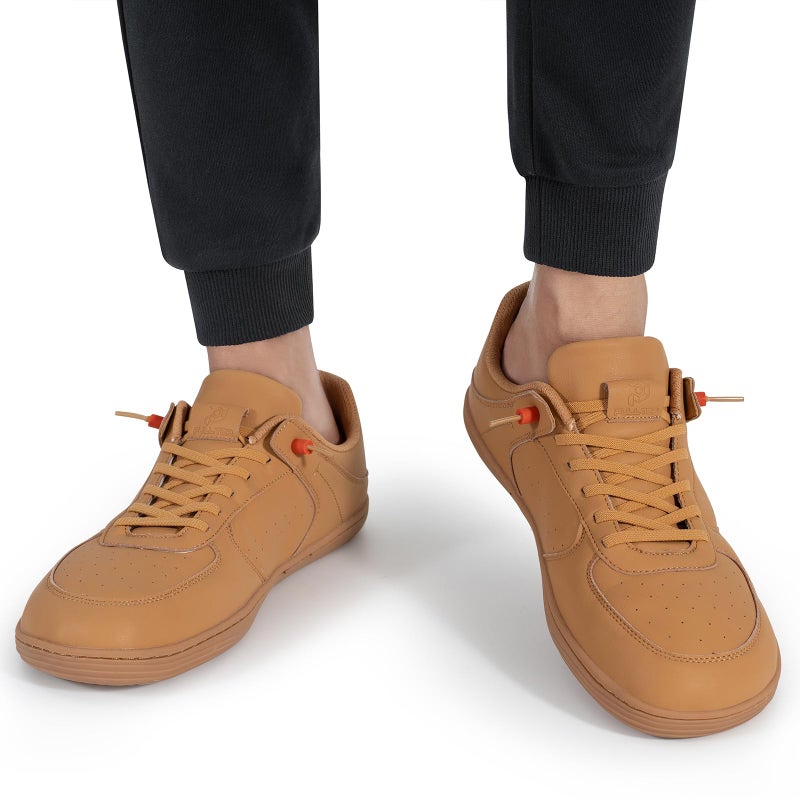 Pulltop Wide Toe Box Shoes for Men - Minimalist Barefoot Dress Sneakers Zero Drop Slip on Walking Non Slip Shoes for Men TAN Size 9 Wide - Image 2