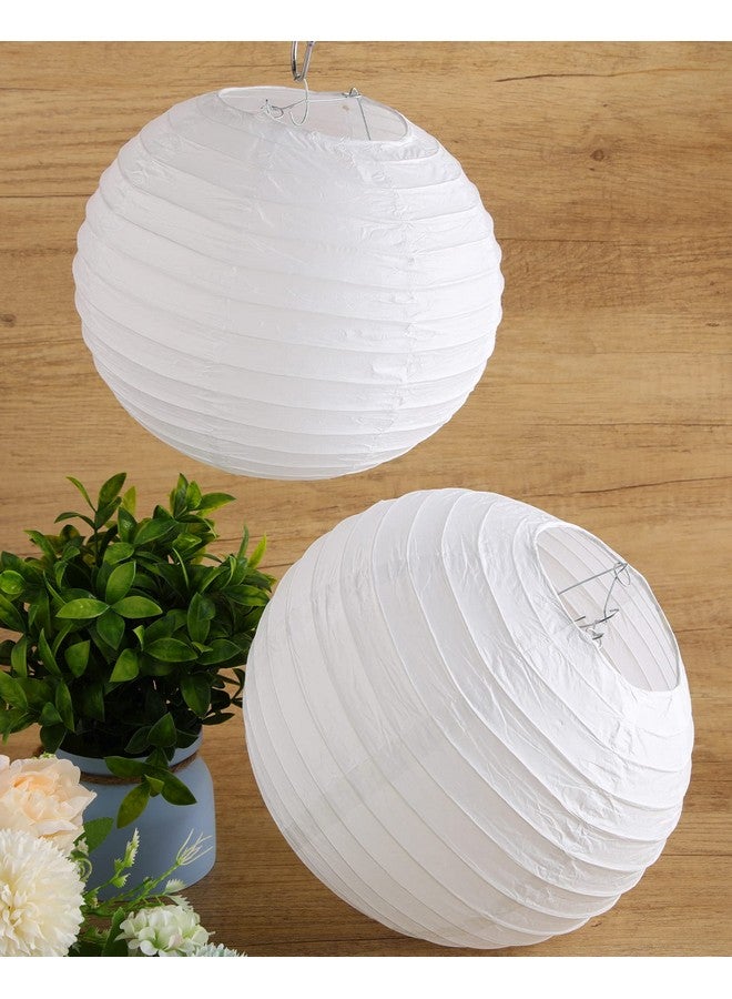 Treela 30 Pack White Chinese Japanese Paper Lanterns Decorative Hanging Ball Lanterns Round Paper Lantern Lamps for Wedding Birthday Party Home Decorations(10 Inch) - Image 3