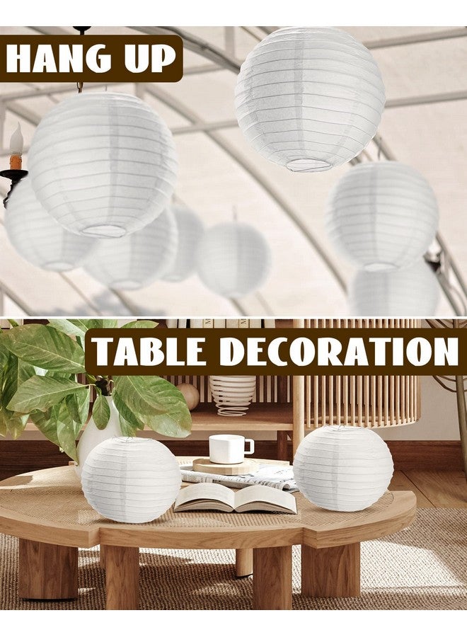 Treela 30 Pack White Chinese Japanese Paper Lanterns Decorative Hanging Ball Lanterns Round Paper Lantern Lamps for Wedding Birthday Party Home Decorations(10 Inch) - Image 5