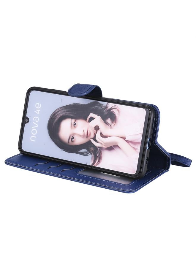 زبون جراب لهاتف Huawei P30 Lite / nova 4e، جراب واقٍ بلون واحد قابل للطي أفقيًا مع حامل وفتحات للبطاقات ومحفظة وإطار صورة وحبل تعليق - Image 4