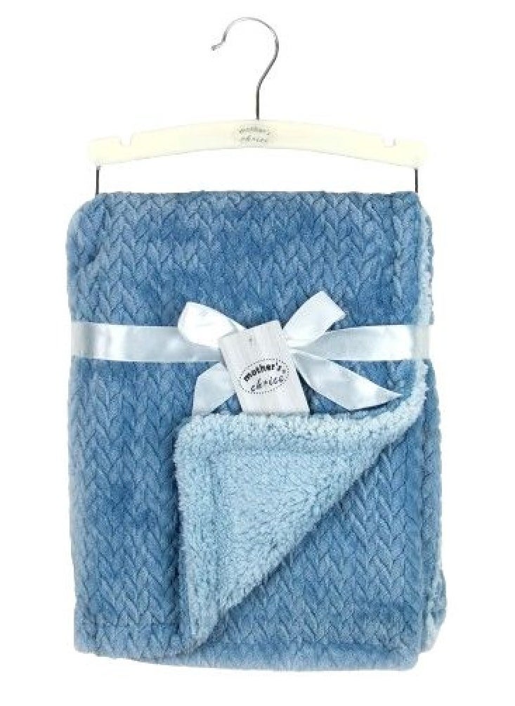 Mothers Choice - Sherpa Baby Blanket - 100% Polyester -  Soft & Cozy Blanket  - 75x100 cm - Newborn to 4 Years -  Blue - Swaddle & Travel-Friendly - Image 1