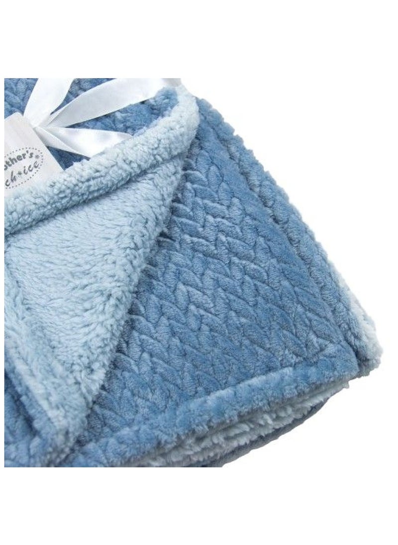 Mothers Choice - Sherpa Baby Blanket - 100% Polyester -  Soft & Cozy Blanket  - 75x100 cm - Newborn to 4 Years -  Blue - Swaddle & Travel-Friendly - Image 1