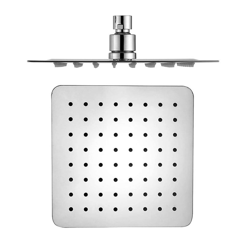 MLD MLD SQH_02 ultra slim Stainless Steel 6X6 inchs 15 cm overhead rain shower for bathroom Square With 12 inch long shower arm rod and flang Chrome Finish(Size 6 inch,Material-,Color Silver) - Image 1