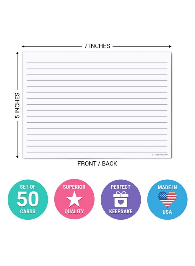 321Done Large Index Cards Made In Usa Jumbo Size 5X7 Horizontal Collegeruled Lined Notecards Doublesided Thick Heavy Duty Cardstock Simple Note Cards With Lines White Xl Set Of 50 - Image 2