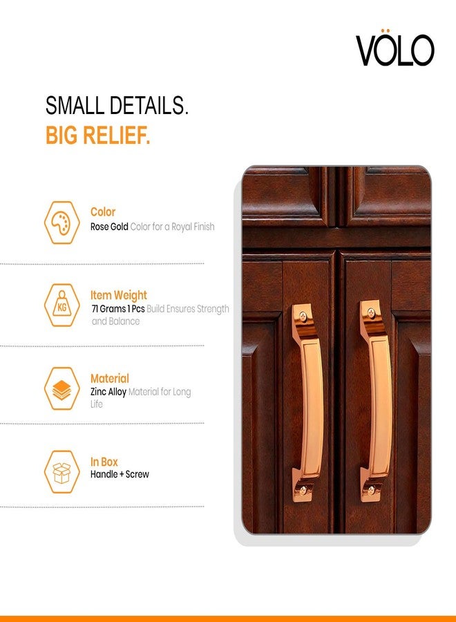 VOLO Cabinet Window Handle | Cupboard Wardrobe Door Handle | Furniture Pull Handle | Rose Gold Finish | Top Screw Installation | Pull Handle (2 Pieces | Rose Gold, 110 MM (Hole to Hole)) - Image 3