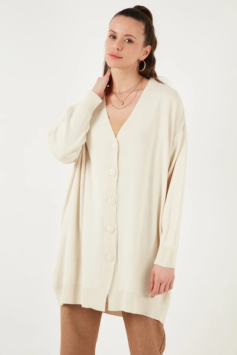 Lela V Neck Buttoned Knitted Cardigan Women's Cardigan 4616031