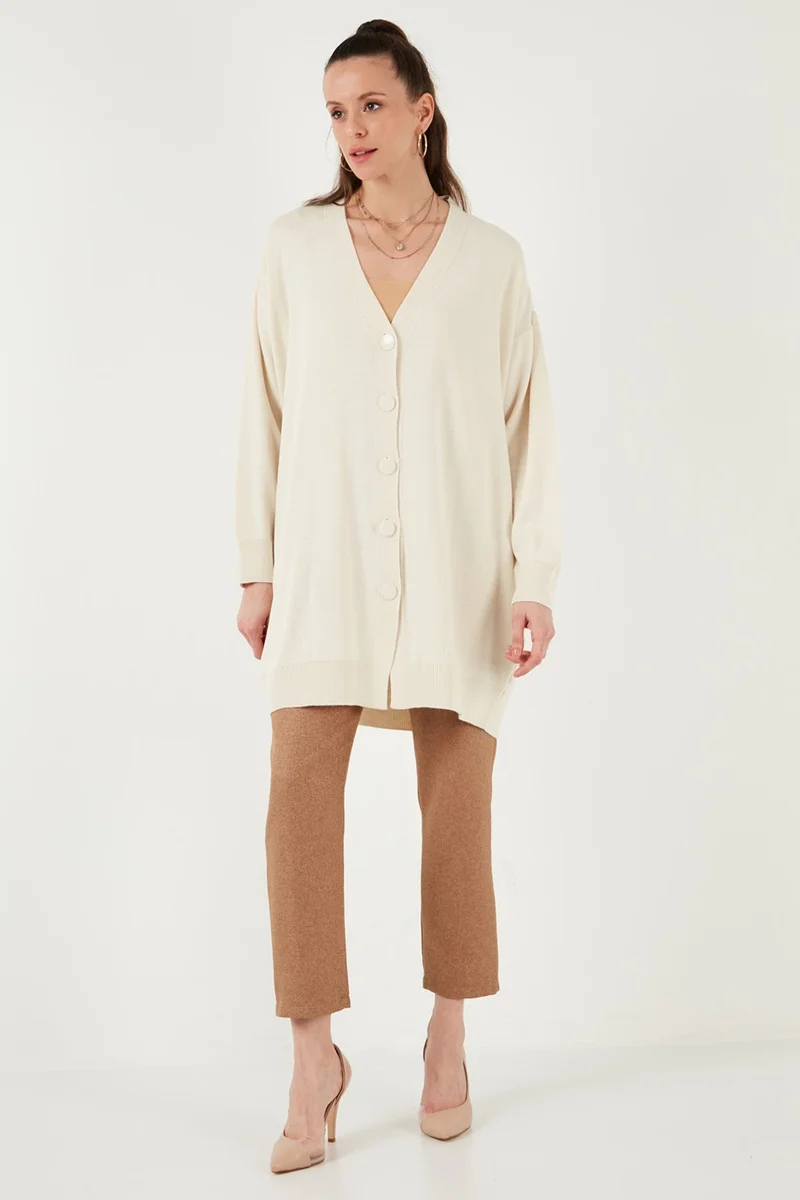 Lela V Neck Buttoned Knitted Cardigan Women's Cardigan 4616031