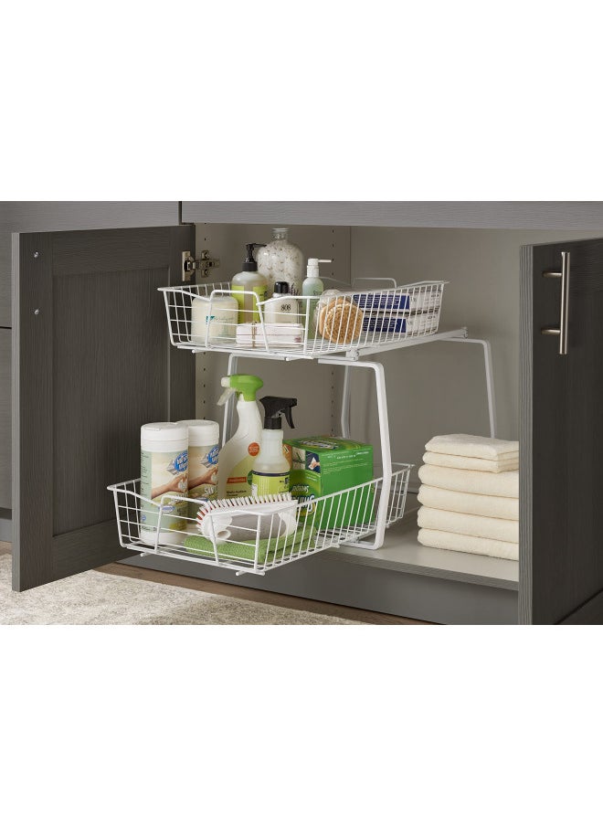 ClosetMaid Pull Out Cabinet Organizer 2, Heavy Duty, Slide Out Pantry Shelves Drawers for Kitchen, Bathroom, White, 14-Inch Two Tier - pzsku/ZE1DA8C7645FBE9DEE325Z/45/_/1728458748/4e0c9d87-641e-4cc0-b6e1-53ca78965e6a