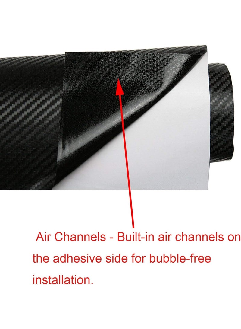 3D Carbon Fiber Vinyl Wrap - Outdoor Rated for Automotive Use - 12 inches x 60 inches Contain Knife and Hand Tool (Black) - Image 5