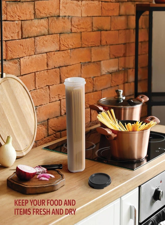 Signoraware Tall Clear Spaghetti Pasta Container Storage With Lid.Multi-Purpose Kitchen Pantry Organization And Food Storage For Noodles Beans Straws - Airtight Leakproof Spaghetti Keeper BPA Free 37 oz. - Image 3